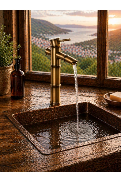 MİXSA Lüx Premium Eskitme Detaylı Çanak Lavabo Bataryası ürün görseli 1