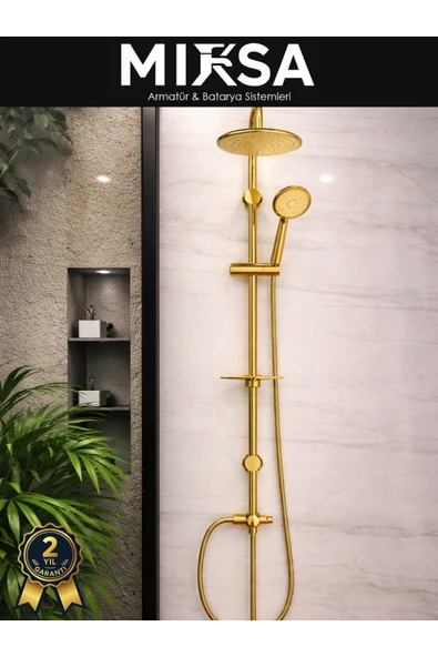 MİXSA Full Gold Lüx Yuvarlak Robot Tepe Duş Seti, Kolay Kurulumlu ürün görseli 1