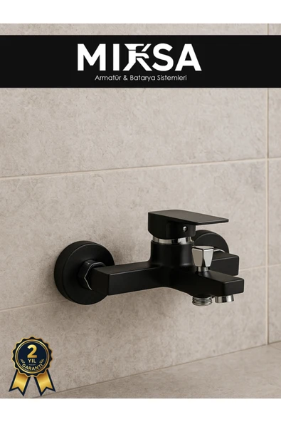 MİXSA Siyah Kare Banyo Duş Bataryası Ağır Gövdeli 2 Yıl Garantili, Yerli Üretim ürün görseli 1