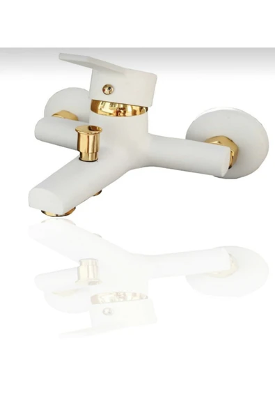 BDL ARMATÜR KCA BEYAZ GOLD BANYO DUŞ BATARYASI ÇİFT SU GİRİŞLİ ürün görseli 1