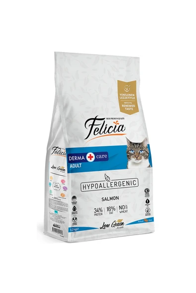 Felicia 12 Kg Yetişkin Somonlu Az Tahıllı HypoAllergenic Kedi Maması ürün görseli 1