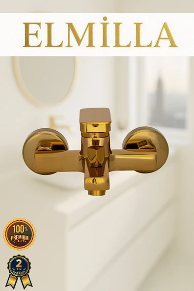 elmilla GOLD KARE LÜX PASLANMAZ PİRİNÇ MALZEME BANYO DUŞ BATARYASI MUSLUK ÇEŞMESİ GARANTİLİ ürün görseli 1