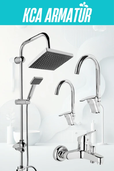 BDL ARMATÜR Kca Robot Duş Mutfak Lavabo Banyo Bataryası Musluğu Çeşmesi 4'lü Set ürün görseli 1