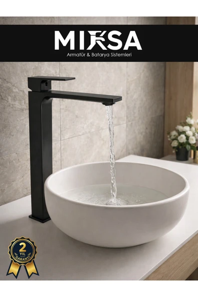 MİXSA Çanak Lavabo Siyah Aç Kapa Banyo Lavabo Musluğu Bataryası ürün görseli 1