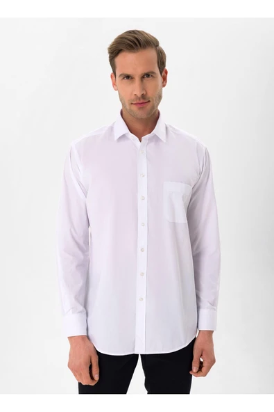 Süvari Regular Fit Klasik Yaka Düz Beyaz Erkek Gömlek GM1001400255 ürün görseli 1
