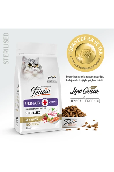 Felicia 2 Kg Kolajenli Somonlu Az Tahıllı Kısırlaştırılmış Kedi Maması ürün görseli 1