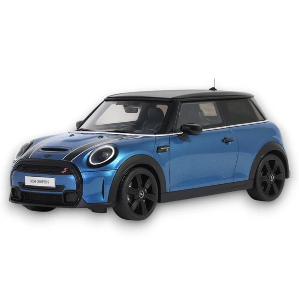 Otto Models OT982 1/18 Mini Cooper S Island Blue + White Stripes 2021 ürün görseli 1