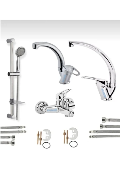 BDL ARMATÜR KCA SÜRGÜLÜ DUŞ- BANYO- LAVABO- MUTFAK BATARYASI ÇEŞMESİ MUSLUĞU 4’LÜ SET ürün görseli 1