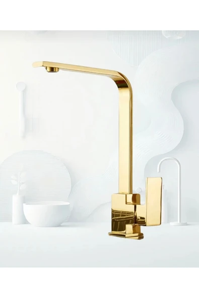 BDL ARMATÜR GOLD KARE LAVABO BATARYASI AÇ KAPA 2 YIL GARANTİLİ ürün görseli 1