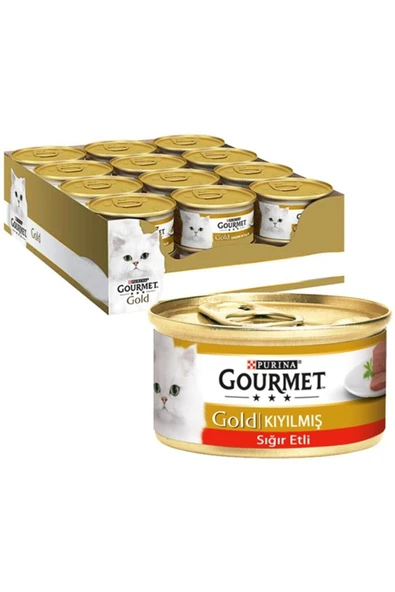 Gourmet Purina Gold Kıyılmış Sığır Etli Kedi Yaş Maması 85 Gr 12 Adet ürün görseli 1