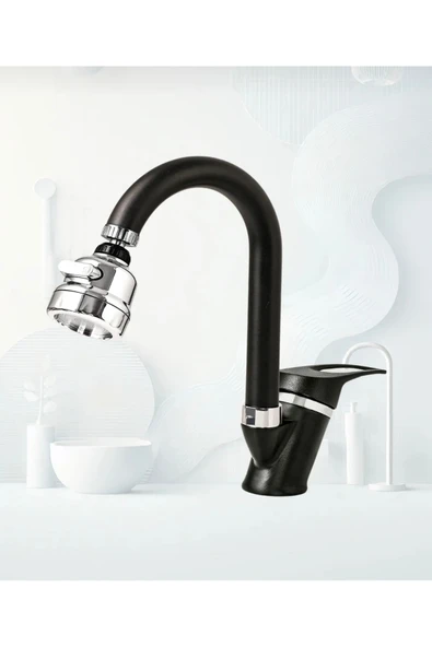 BDL ARMATÜR SİYAH MİX LAVABO BATARYASI FİLTRELİ OYNAR BAŞLIKLI BANYO MUSLUĞU BANYO ÇEŞMESİ ÇİFT SU GİRİŞLİ ürün görseli 1