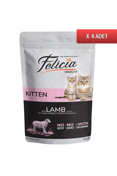 Felicia Pouch Kuzulu Yavru Kedi Konservesi Tahılsız 85 gr X 6 Adet ürün görseli 1
