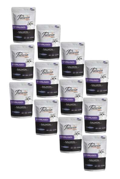 Felicia Tahılsız Yetişkin Sterilised Kısırlaştırılmış Somonlu Yaş Kedi Maması 85 Gr (12 Adet) ürün görseli 1