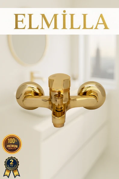 elmilla GOLD PASLANMAZ KARARMAZ PİRİNÇ MALZEME BANYO DUŞ BATARYASI MUSLUK ÇEŞMESİ GARANTİLİ BANYO BATARYASI ürün görseli 1