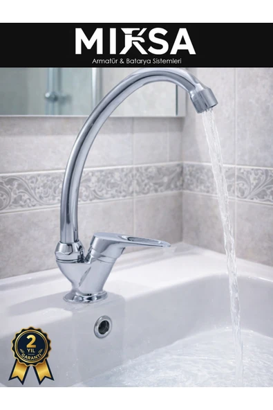 MİXSA Krom Mermerden Tek Su Çıkışlı Lavabo-Eviye Musluk Bataryası ürün görseli 1