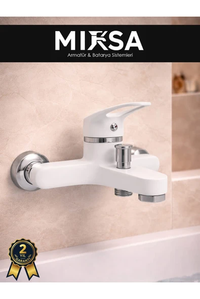 MİXSA Beyaz Mix Banyo Duş Bataryası Musluğu Garantili, Yerli Üretim ürün görseli 1