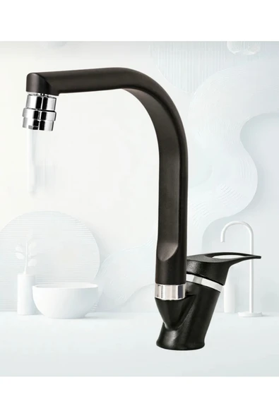 BDL ARMATÜR SİYAH MİX LAVABO BATARYASI ÇİFT SU GİRİŞLİ AÇ KAPA PERLETÖRLÜ MUSLUK ÇEŞME ürün görseli 1