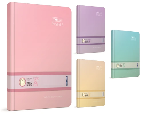 Gıpta Thebook Pastels İp Dikişli Sert Kapak Defter 20X28Cm 160 Yaprak Kareli 3044 (Karışık Renk 1 Adet) ürün görseli 1