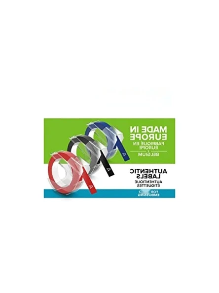 3D Plastik Kabartma Şerit, 9 mm x 3 mt, 3 Renk - Siyah/Kırmızı/Mavi ürün görseli 1