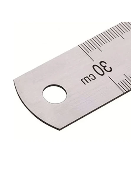 30 cm Çelik Cetvel - İnç Ölçülü, Dayanıklı ve Kullanışlı ürün görseli 1