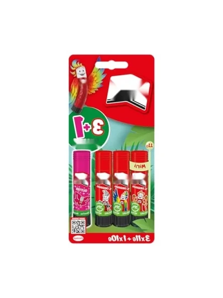 Neon Renkli Çocuk Dostu Yapıştırıcı Seti - 3x11g + 1x10g ürün görseli 1