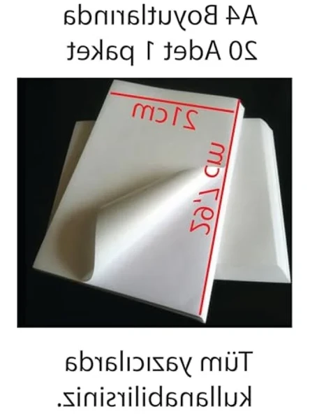 Yüksek Kaliteli A4 Yapışkanlı Etiket Kağıdı, 21x29.7 cm, 160 gr, 20 Yaprak ürün görseli 1