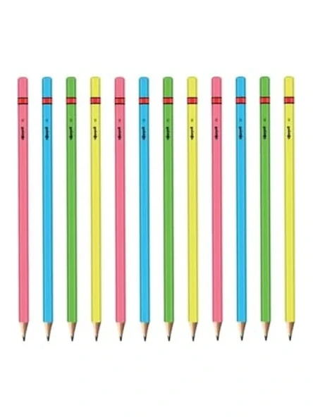 Neon Renkli 12'li Kurşun Kalem Seti ürün görseli 1