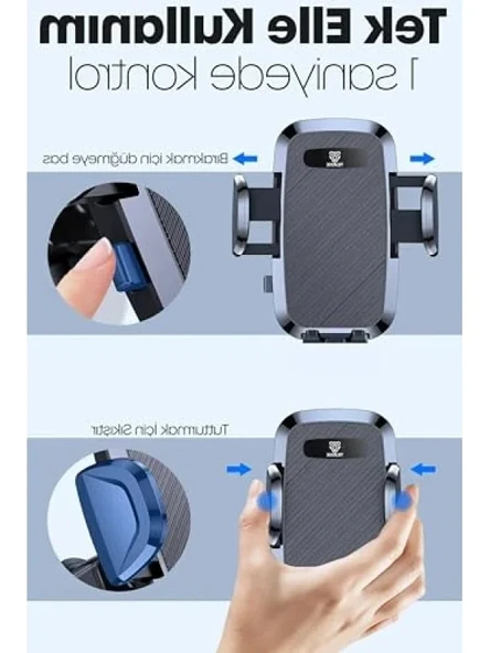 Vantuzlu Araç Telefon Tutucu - 2 Modlu Kullanım - Resim 3