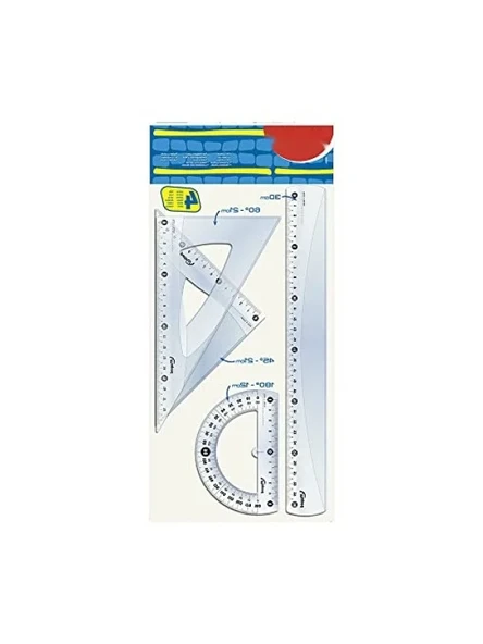 4'lü Çizim Araçları Seti - 30 cm Cetvel, 2 Üçgen, Açı Ölçer ürün görseli 1