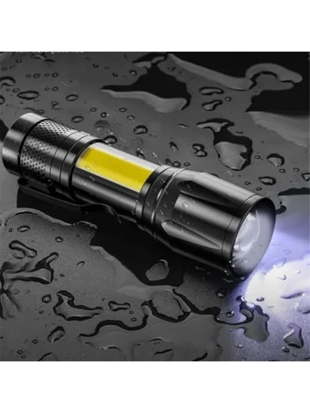 Ultra Güçlü USB Şarjlı Metal El Feneri, Ayarlanabilir 3 Mod, Zoom Özellikli ürün görseli 1