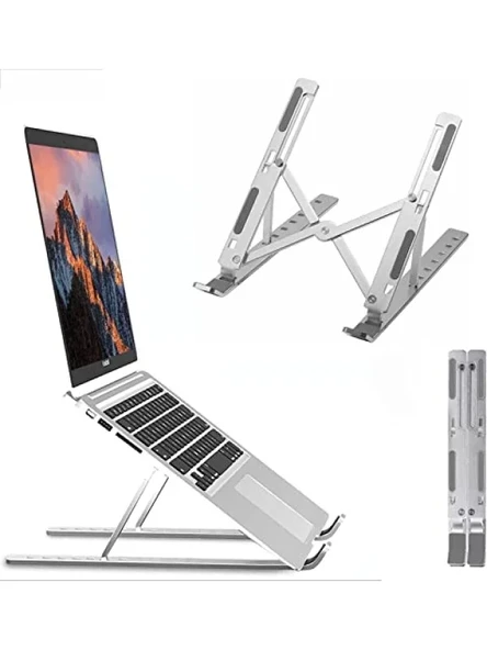 Taşınabilir Alüminyum Laptop Standı, Kaymaz ve Ergonomik Dizüstü Bilgisayar Tutucu ürün görseli 1