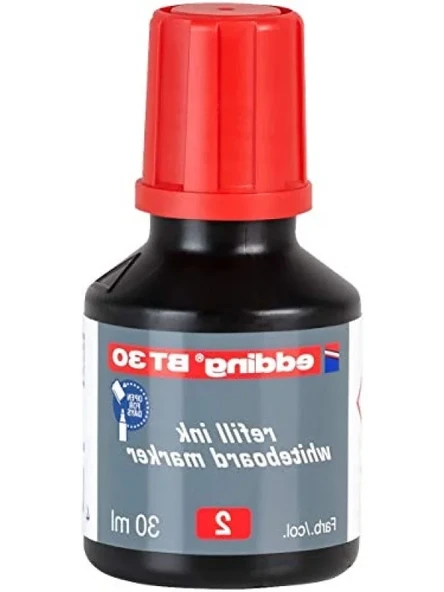 Yedek Mürekkep - Beyaz Yazı Tahtası Kalemleri İçin Kırmızı 30ml ürün görseli 1