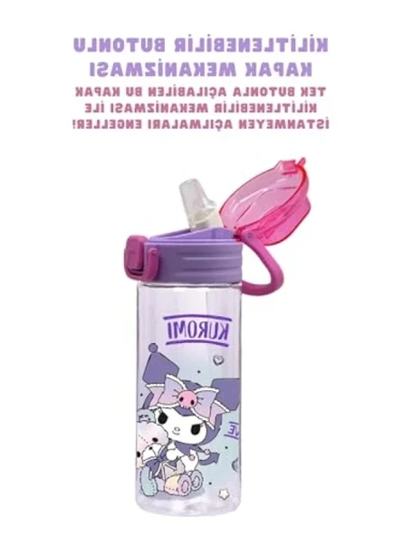 500ml Kapasiteli Kilitlenebilir Su Matarası - Pembe-Mor - Resim 2
