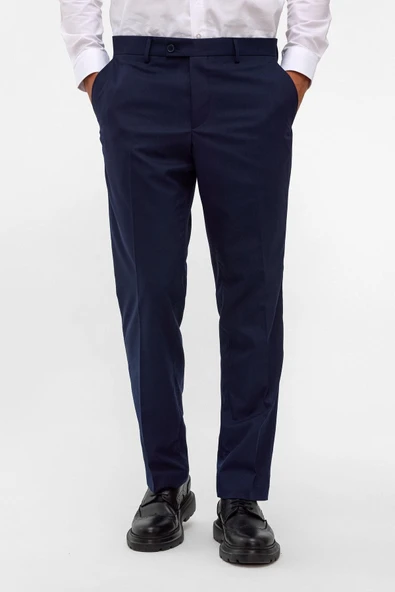 Lacivert Regular Düz Pantolon - Resim 4