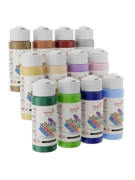 Pastel Renk Akrilik Boya Seti - 12'li 60ml ürün görseli 1