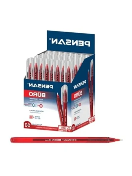 Kırmızı Tükenmez Kalem - 1 mm, 50'li Kutu ürün görseli 1