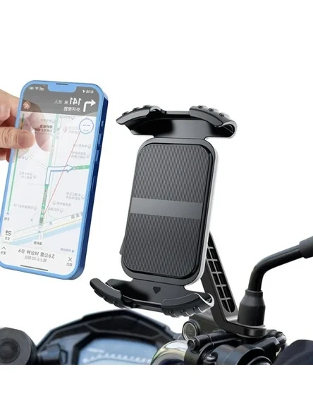 Kilit Sistemli Motosiklet Telefon Tutucu - Yatay ve Dikey Kullanım ürün görseli 1