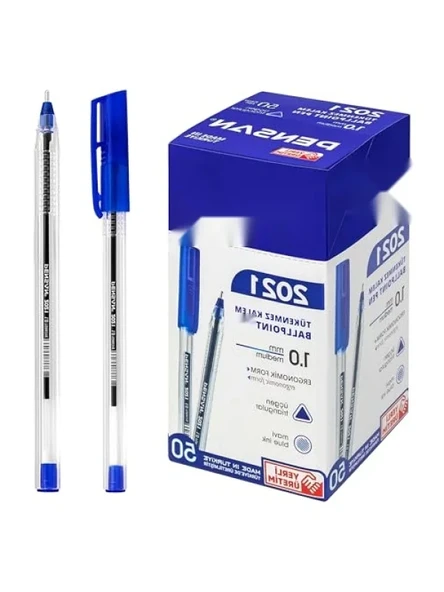 Şeffaf Üçgen Tükenmez Kalem, 1.0 mm, 50 Adet ürün görseli 1