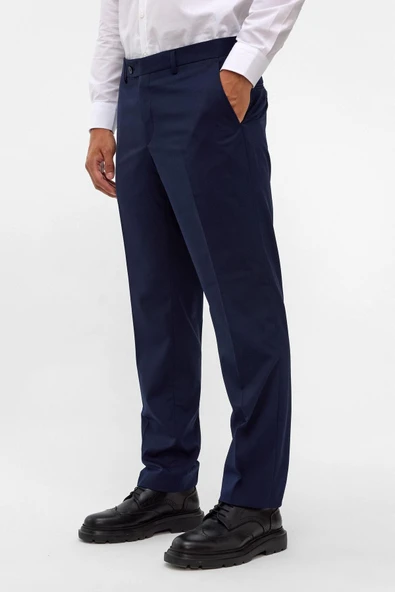 Lacivert Regular Düz Pantolon - Resim 6