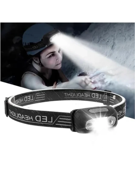 Sensörlü LED Kafa Lambası - USB Şarj Edilebilir ve Su Geçirmez ürün görseli 1