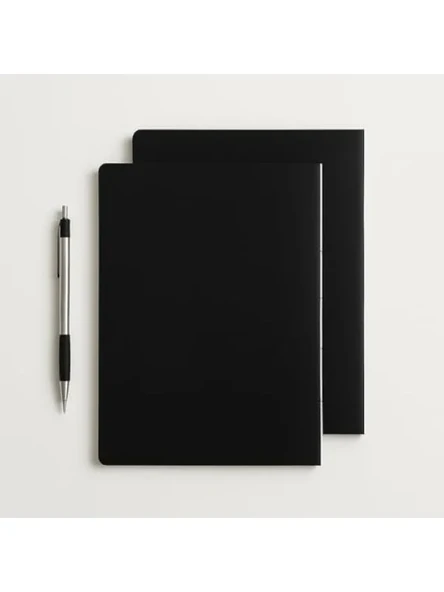 Özel Tasarım Siyah Kraft Kapaklı A4 Defter - 180 Derece Açılabilir ürün görseli 1
