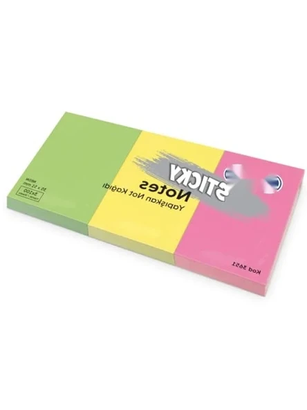 Neon Renkli Yapışkanlı Not Kağıdı, 3 Paket, 35x51mm ürün görseli 1