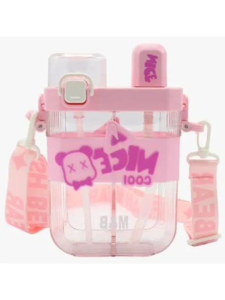 650ML Çift Bölmeli Damlatmaz Suluk, Pembe ürün görseli 1