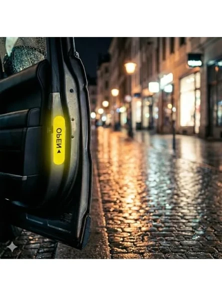Reflektif Araç Kapı Uyarı Sticker Seti - 2'li Sarı ürün görseli 1