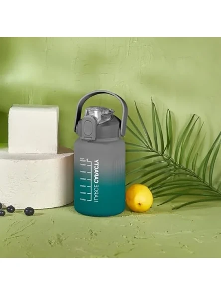 1000 ML Kapasiteli Pipetli Motivasyon Matara (Yeşil - Gri) ürün görseli 1