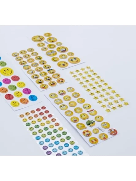 6 Adet Karışık Yapışkan Sticker - Şekilli Gülen Yüzler ürün görseli 1