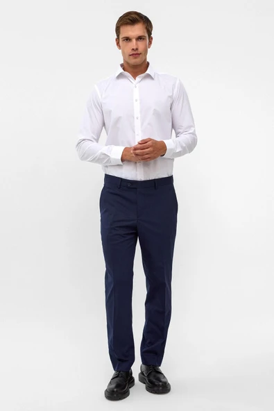 Lacivert Regular Düz Pantolon - Resim 2