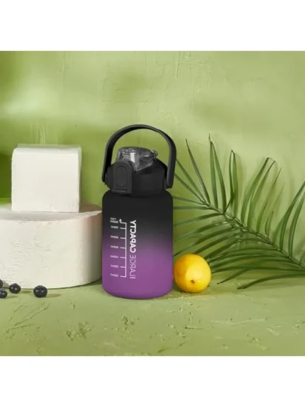 1500 ML Pipetli Motivasyon Matara (Siyah - Mor) ürün görseli 1