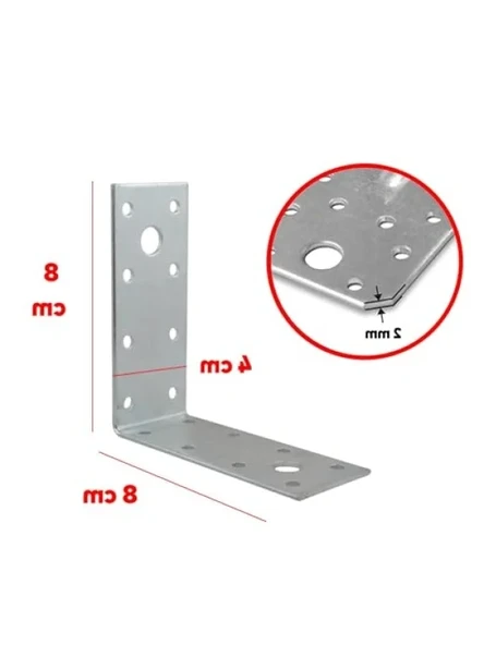 10 Adet Metal Köşebent - 40x80x80 mm Bağlantı Aparatı ürün görseli 1