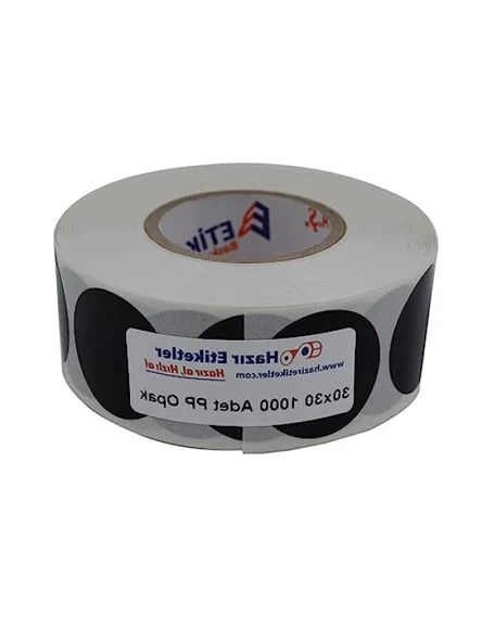 30mm x 30mm Opak Yuvarlak Rulo Etiket - 1000 Adet ürün görseli 1